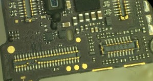 Damaged connector on an iPhone board